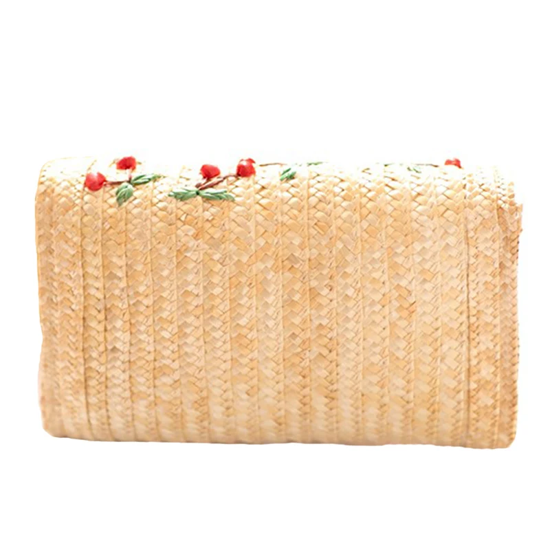 Women Clutch Bag Bohemian Cherry Female Summer Beach Straw Bags Lady Travel Shoulder Bag Handmade Knit Crossbody Bolsa SS3037 (10)