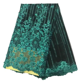 

2018 French lace fabric with stones beaded mesh fabric with high quality HJ662-2