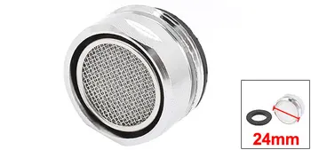 

UXCELL 24mm Thread 18mm Water Outlet Hole Water Saving Faucet Tap Filtering Net Spout Aerator Nozzle W Seal Gasket Silver Tone