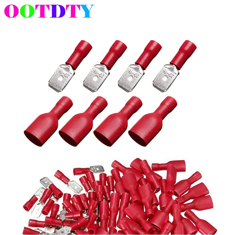 

50 Pairs Red Insulated Spade Electrical Connector Terminal Male/Female Kit