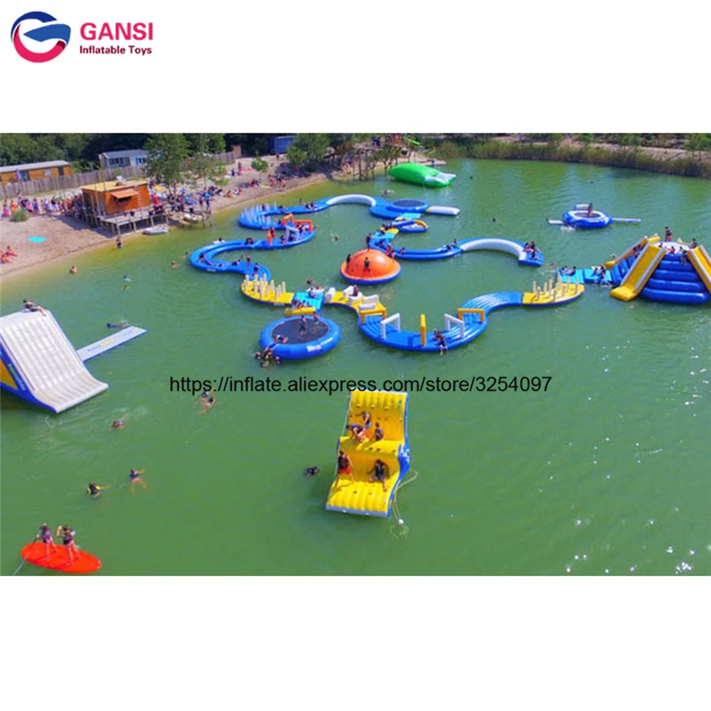 Гигантский аквапарк плавающей надувной аквапарк, взрослые надувные водные спортивные игры для морской озера