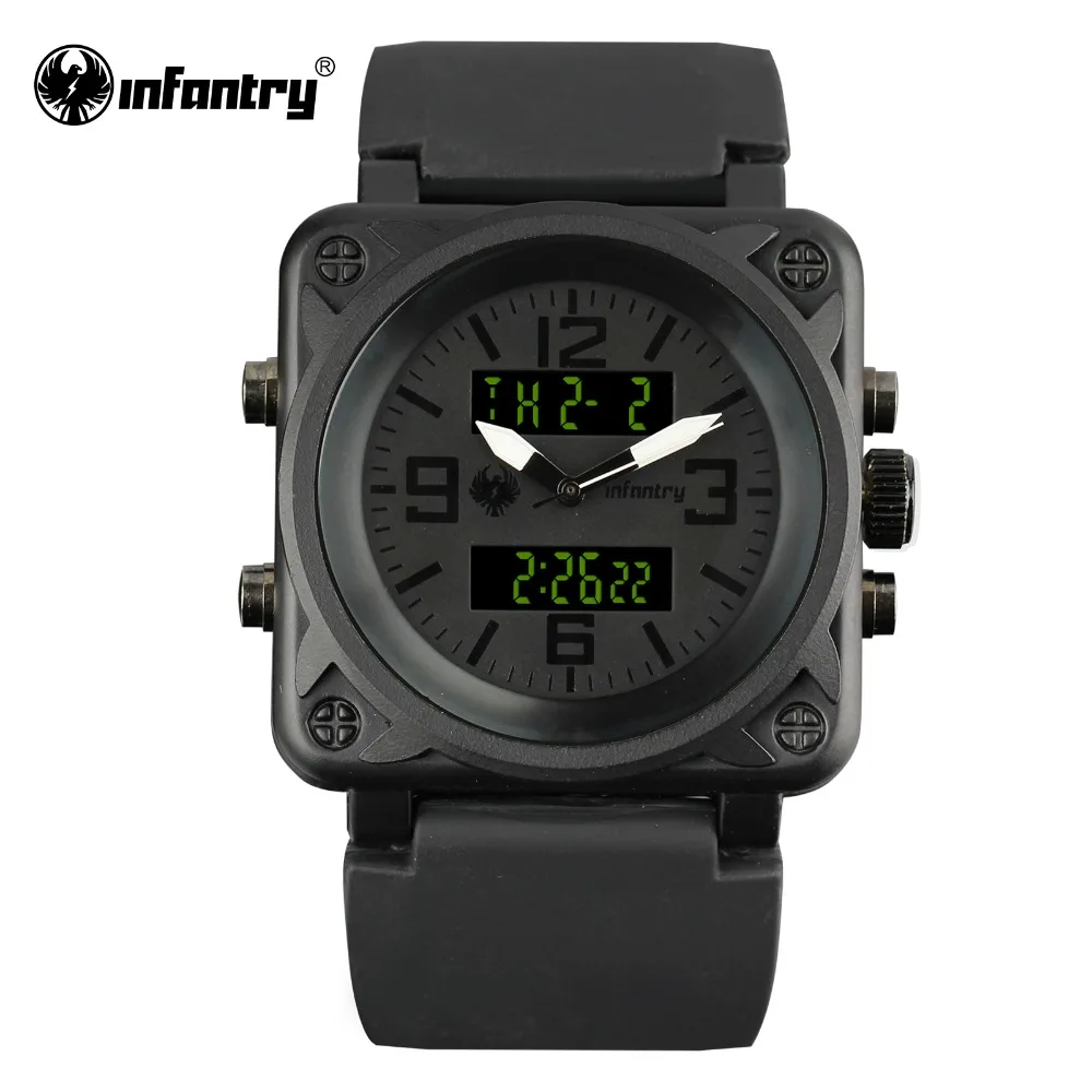 Пехота для мужчин s часы Лидирующий бренд 2018 Военная Униформа часы для мужчин цифровые часы для мужчин квадратный черный тактический Спорт