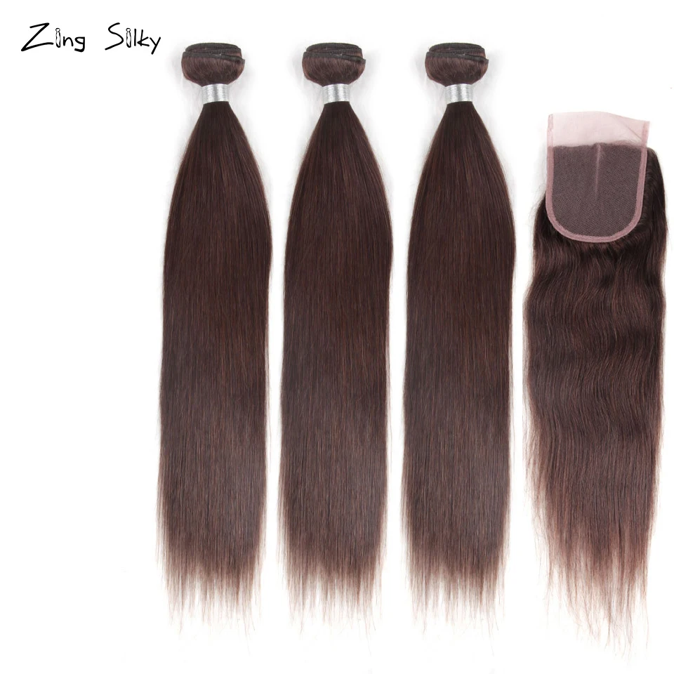

Brazilian Straight Hair Weave 100% Human Hair 3 4 Bundles With Closure Add Hair Remy Hair Extension Zing Silky Hair Vendors Sale