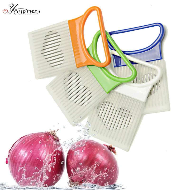 OYOURLIFE 1pc Stainless Steel Onion Cutter Easy Cut Onion Holder Fork