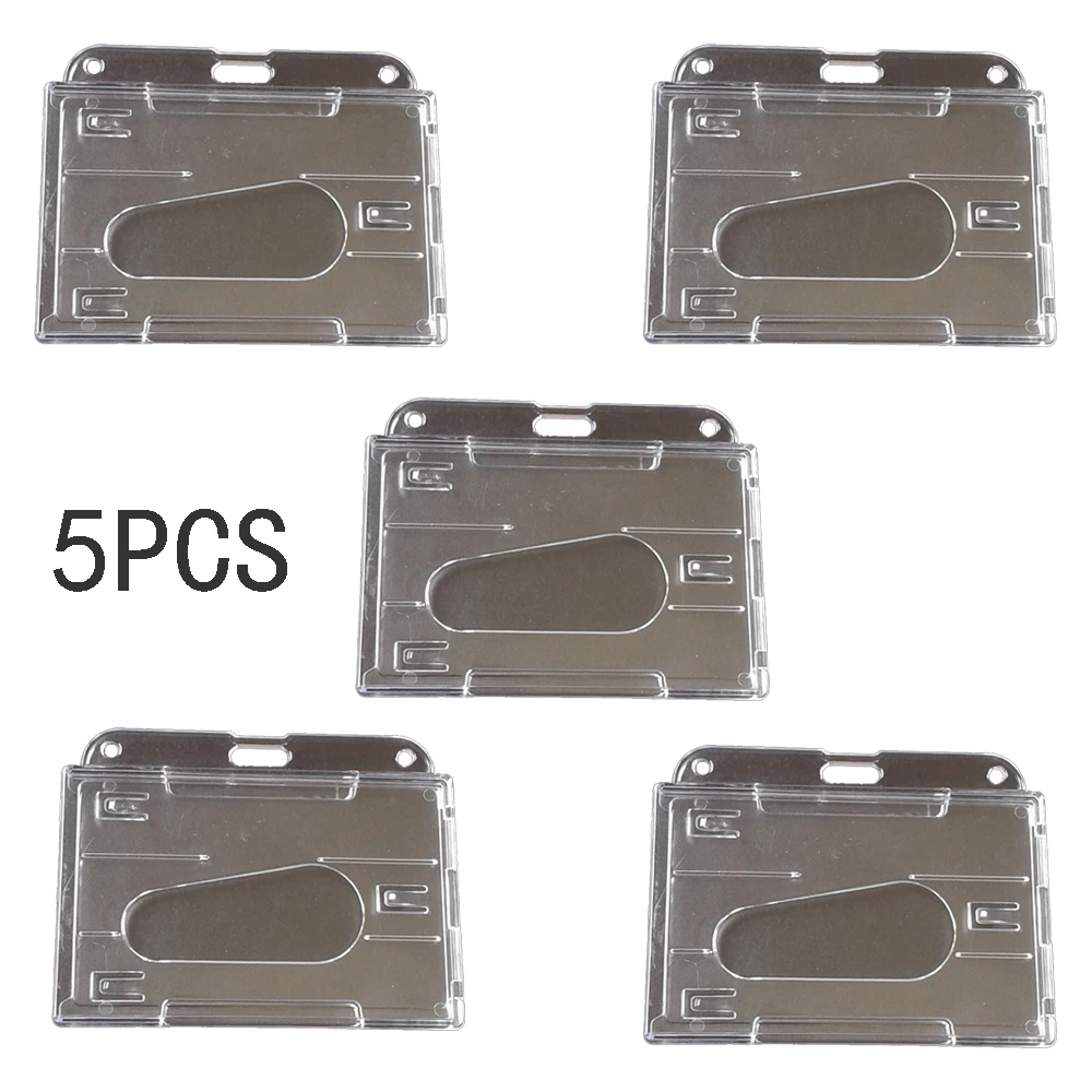 

5 Pcs Practical Double Card Acrylic Plastic Brand Business ID Badge Card Holder Wallets Pocket Case [3]