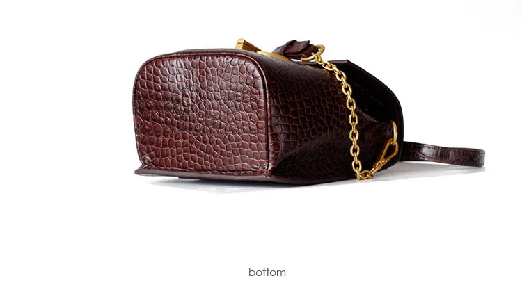 Nuleez crocodilo padrão real couro bolsa feminina