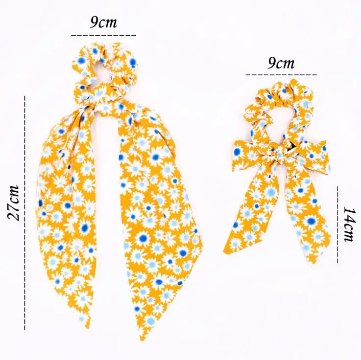 Шифоновая резинка для волос с принтом, эластичная лента для волос, бант, веревки для волос, милая элегантная женская головная повязка, галстуки для волос для девочек, женские аксессуары для волос