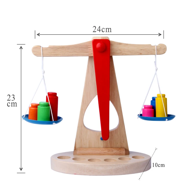 Montessori Toys Educational Wooden Toys for Children Early Learning Kids Balance Scale Toy With 6 Weights Teaching Aids