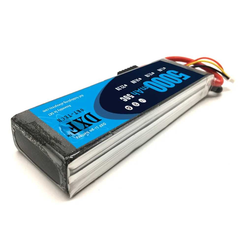 DXF lipo 7,4 V 2s 11,1 V 3S 14,8 V 4S 18,5 V 5S 22,2 V 6S 5000mAh 50C 100C TRX штекер для FPV 450 500 RC Вертолет Лодка TRX автомобиль