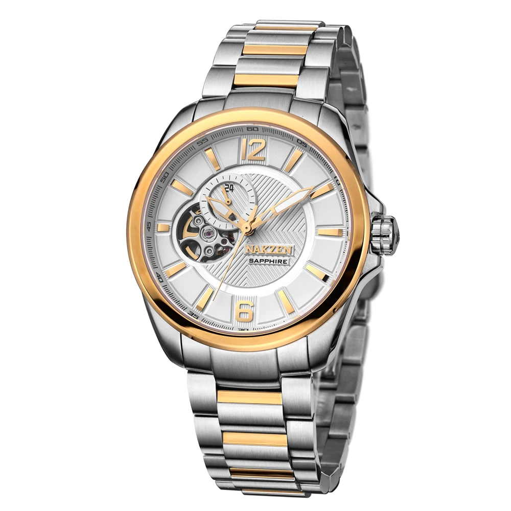 NAKZEN الرجال التلقائي اليابان NH39 حركة الميكانيكية ووتش رجالي الصلب حزام الأعمال الياقوت الكريستال الساعات Relogio Masculino NAKZEN الرجال التلقائي اليابان NH39 حركة الميكانيكية ووتش رجالي الصلب حزام الأعمال الياقوت الكريستال الساعات Relogio Masculino
