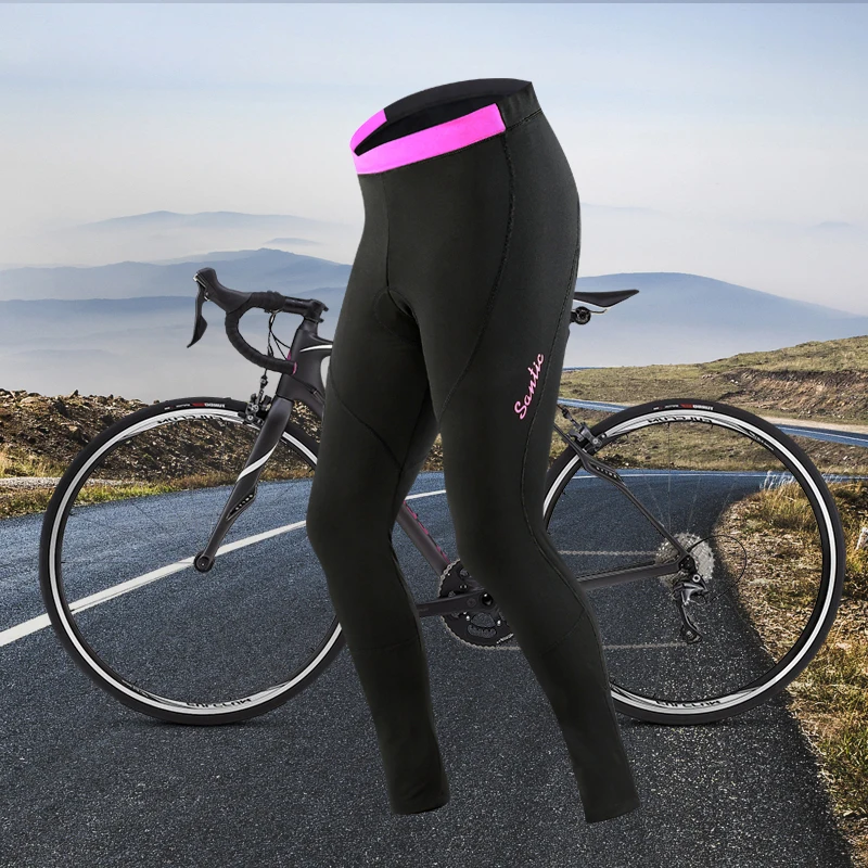

Santic Women Cycling Fleece Padded Pants Winter Windproof Reflective Bike Thermal Pants Keep Warm Asian 6C04078H