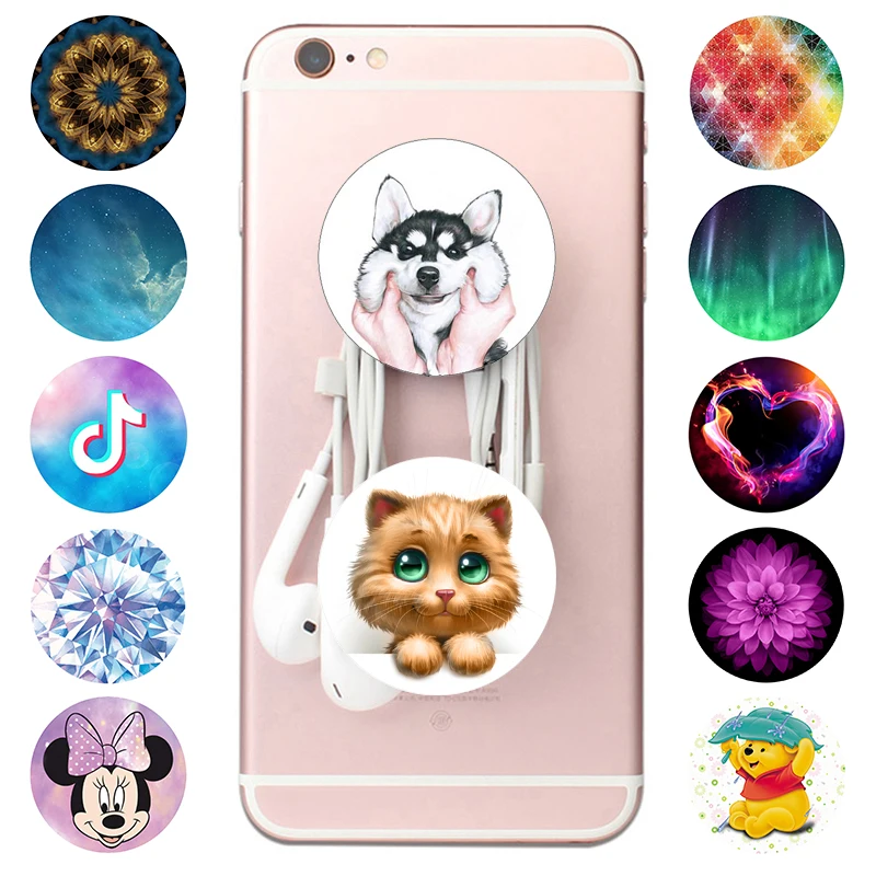 

Dog and Cat Cut попсокет Expanding Phone Stand and Grip Finger Ring Support Anti-Fall Rotatable Mobile Phone Holder Socket
