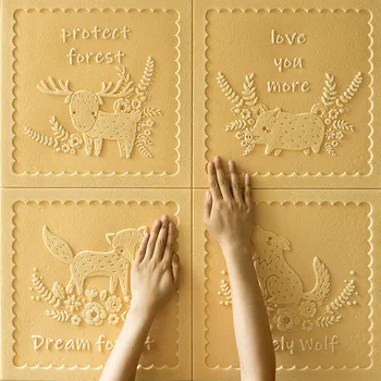 

2x 3D Wolf Fox Pattern Wall Sticker Covering Decor Renovate 700x700x7mm Eco-friendly Waterproof White Yellow Blue Pink Green