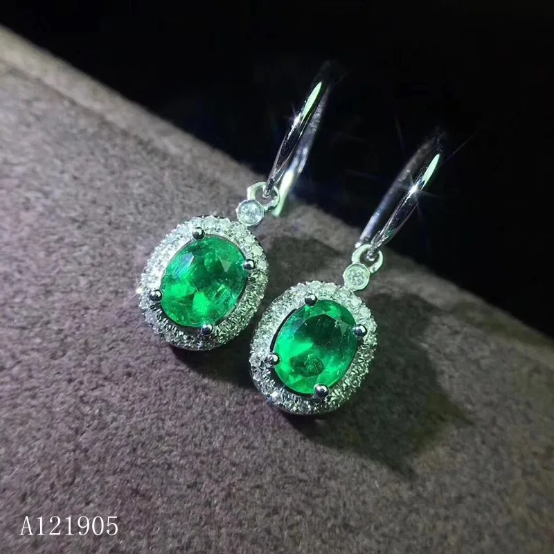 

KJJEAXCMY boutique jewelry 925 sterling silver inlaid natural emerald gem ladies luxury earrings support detection