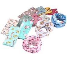 Новинка, детский шарф с круглым вырезом и принтом, 20*40 см,, тонкая одежда для мальчиков и девочек, детская одежда с воротником, шейный платок, аксессуары