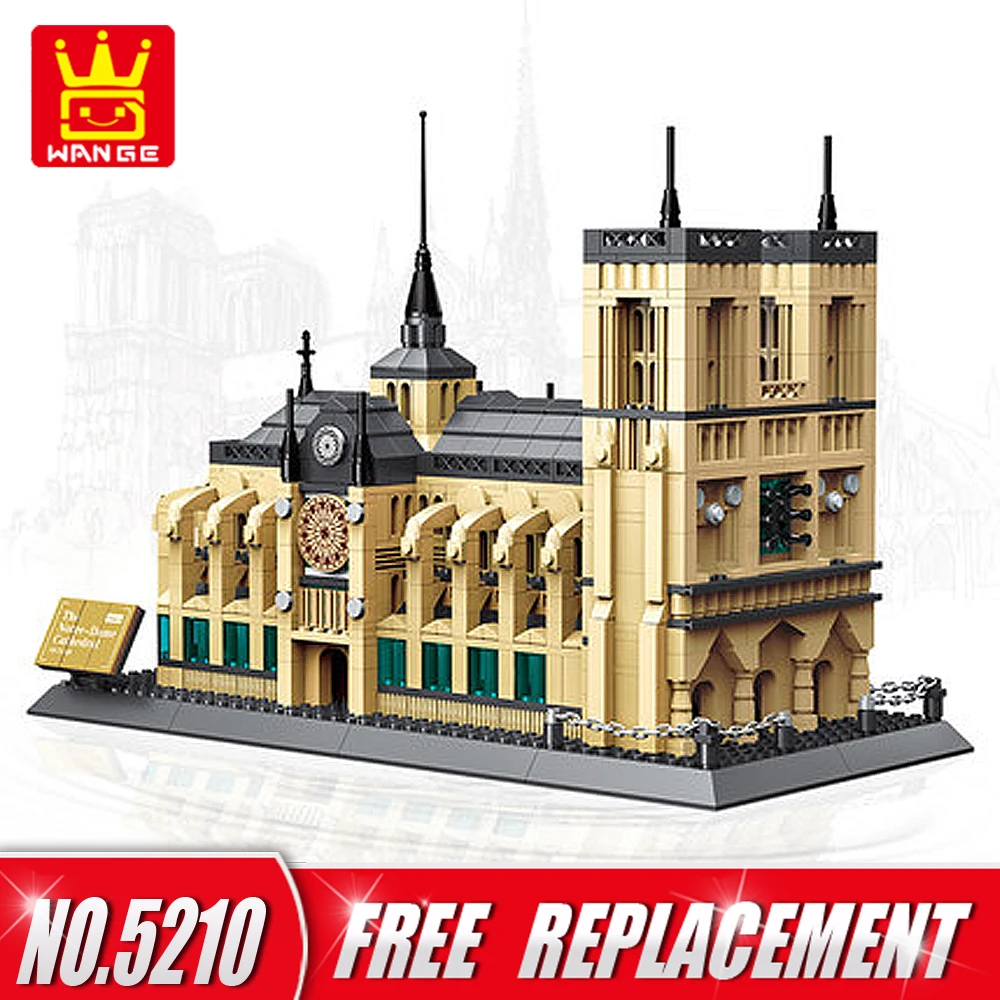 

WANGE World Famous Architecture Notre-Dame Cathedral of Paris Building Blocks 1380pcs Bricks DIY Educational Kids Toys NO.5210
