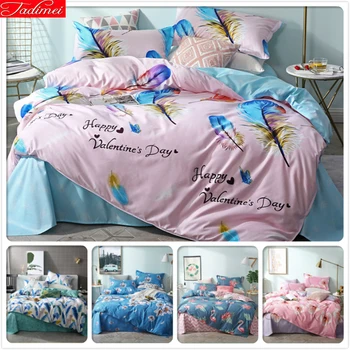 

Pink Blue AB Side Duvet Cove 3/4 pcs Bedding Set Adult Kids Child Soft Cotton Bed Linens Quilt Pillow Case Big Double King Size