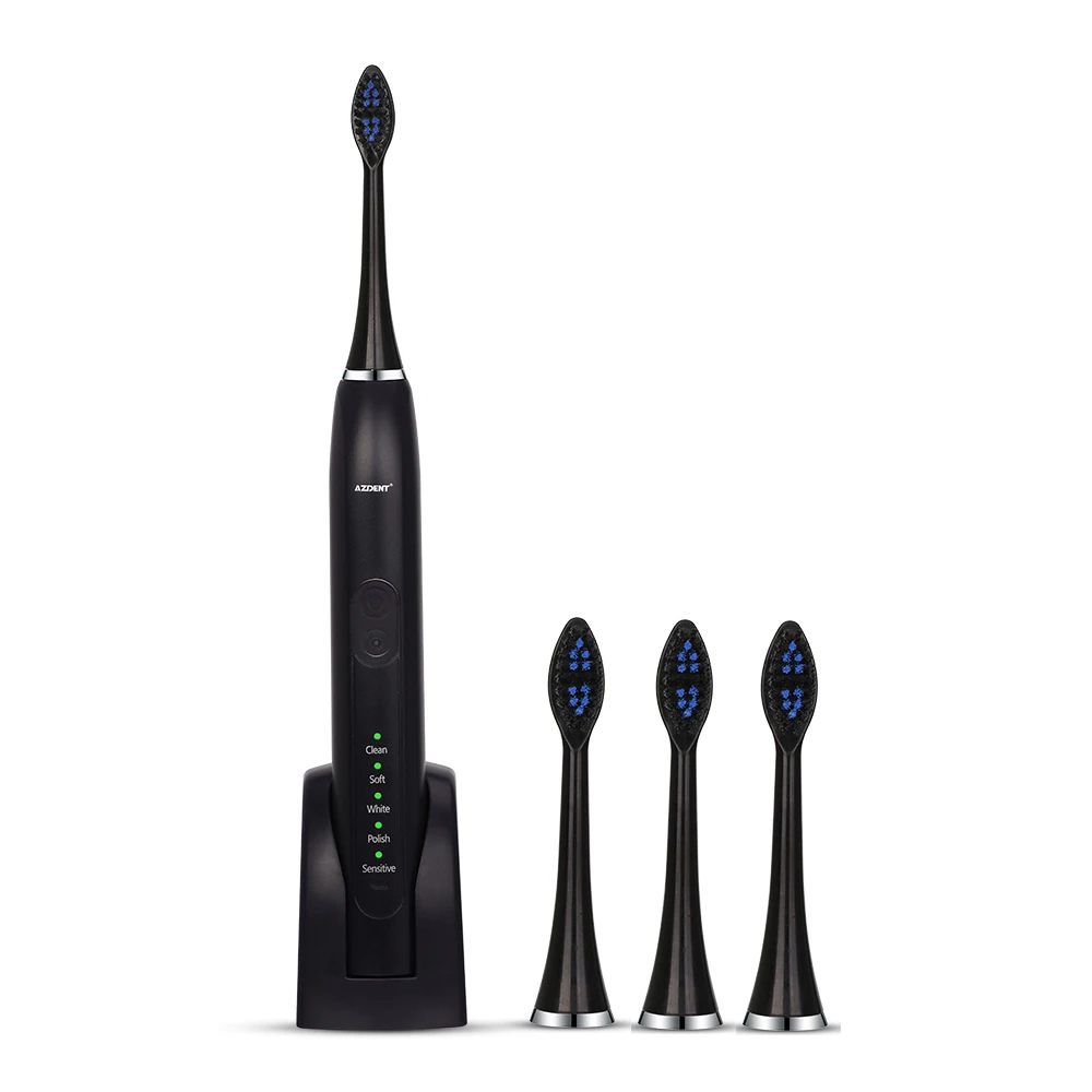 Adjustment 5 Modes Sonic Electric Toothbrush Rechargeable Black Ultrasonic Toothbrush Dental Health Care Adult Tooth Whitening - Цвет: 4 heads toothbrush