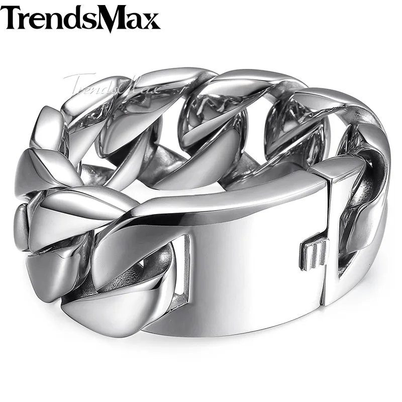 

Trendsmax Fashion New Link Chain Stainless Steel Bracelet Men Heavy Mens Bracelets 2018 Bicycle Chain Wrstband 24/31mm HBM24