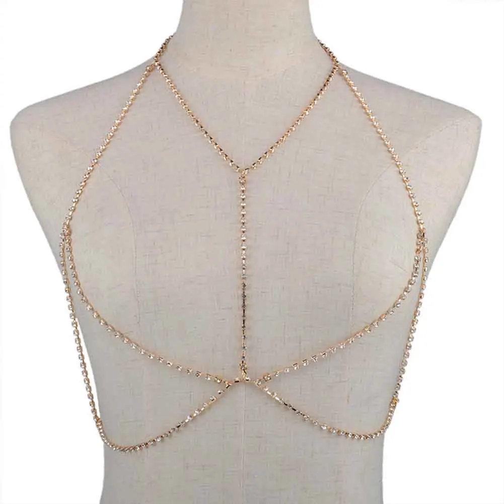 Crystal Chain Bra Necklace Chain women Sparkle bralette chain Beach
