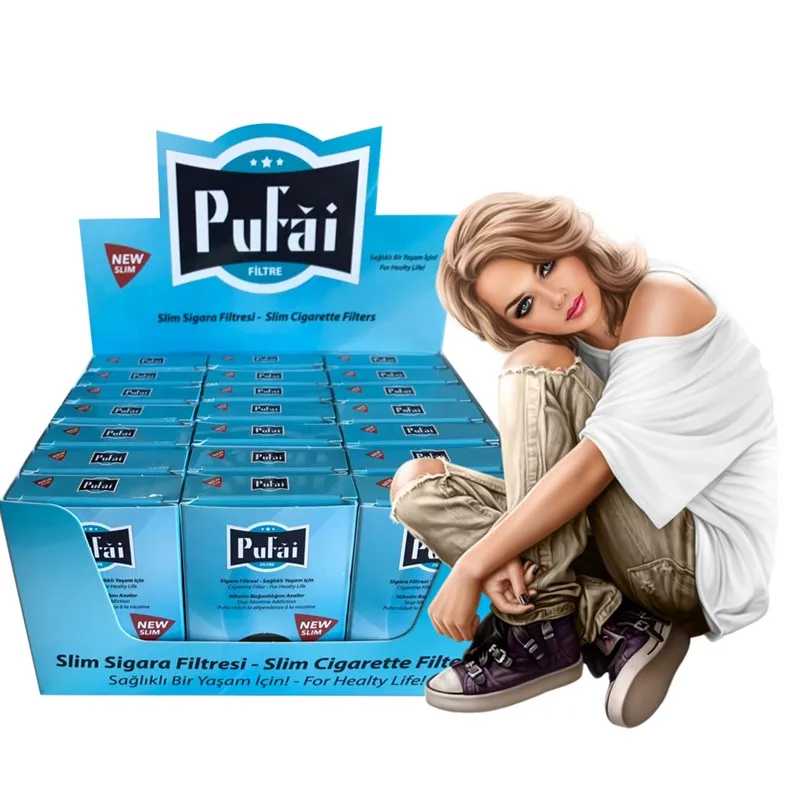 

Pufai Reusable Slim Cigarette Filters Compatible 5 mm 6 mm 525 Piece 21 Turquoise Boxes