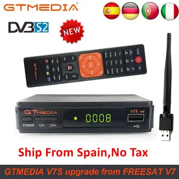 

Hot Sale DVB-S2 Freesat V7 HD With USB WIFI FTA TV Receiver Gtmedia V7S HD power by Freesat Support Network Sharing Decoder