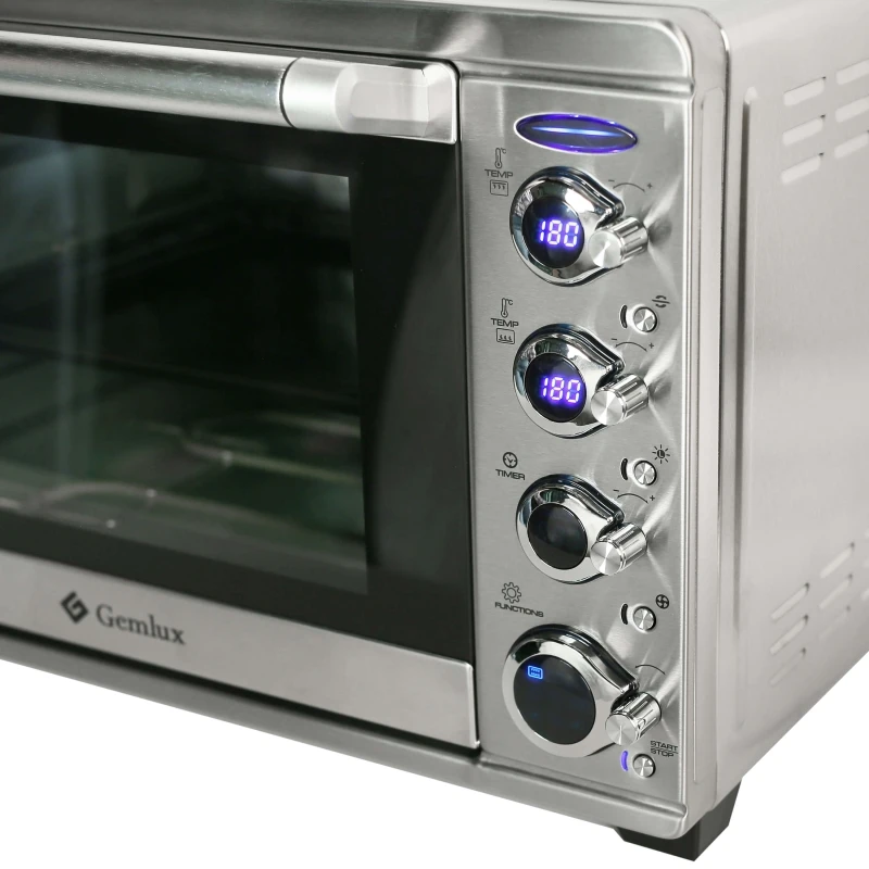 Мини-печь GEMLUX GL-OR-1538LUX (мощность 1800 Вт, объем 38 л, электронное управление, корпус из нержавеющей стали)