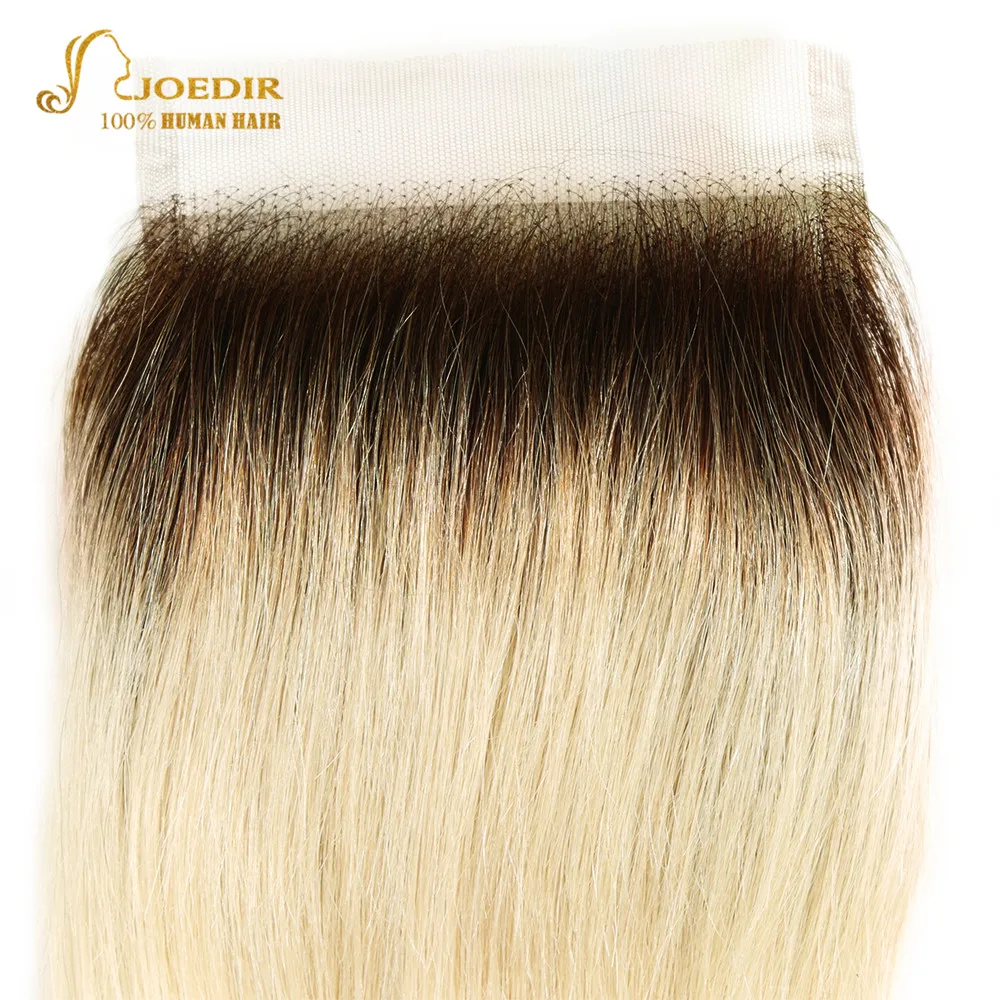 Joedir человеческие волосы пучки с закрытием бразильские прямые 3/4 пучки волос с закрытием T4/613 мёд блондинка Remy человеческие волосы уток