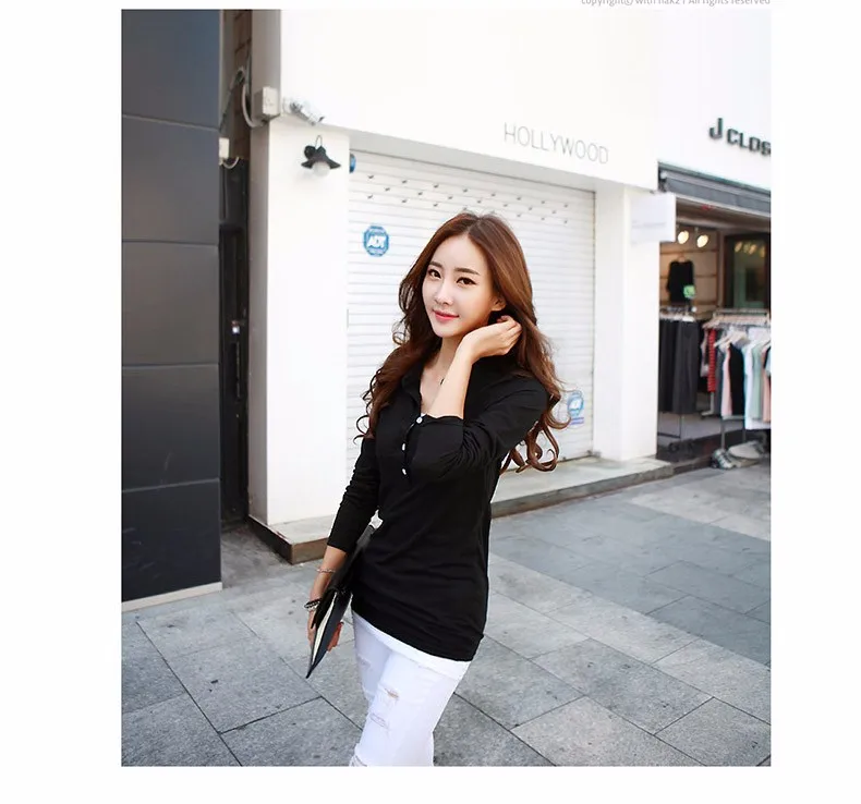 Spring Autumn Loose Casual Blusa Solid t shirt Women Stand Neck Plus Size Women Tops Black White Navy Green tshirt Clothes A563 g