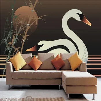 

Swan Lake Water Moon TV Background Wall Professional Fabrication Mural Factory Wholesale Wallpaper Mural Poster Photo Wall