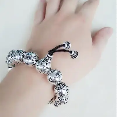 

Beads sterling silver bracelet men's mantra sterling silver bracelet vintage accessories Heart Sutra free shipping