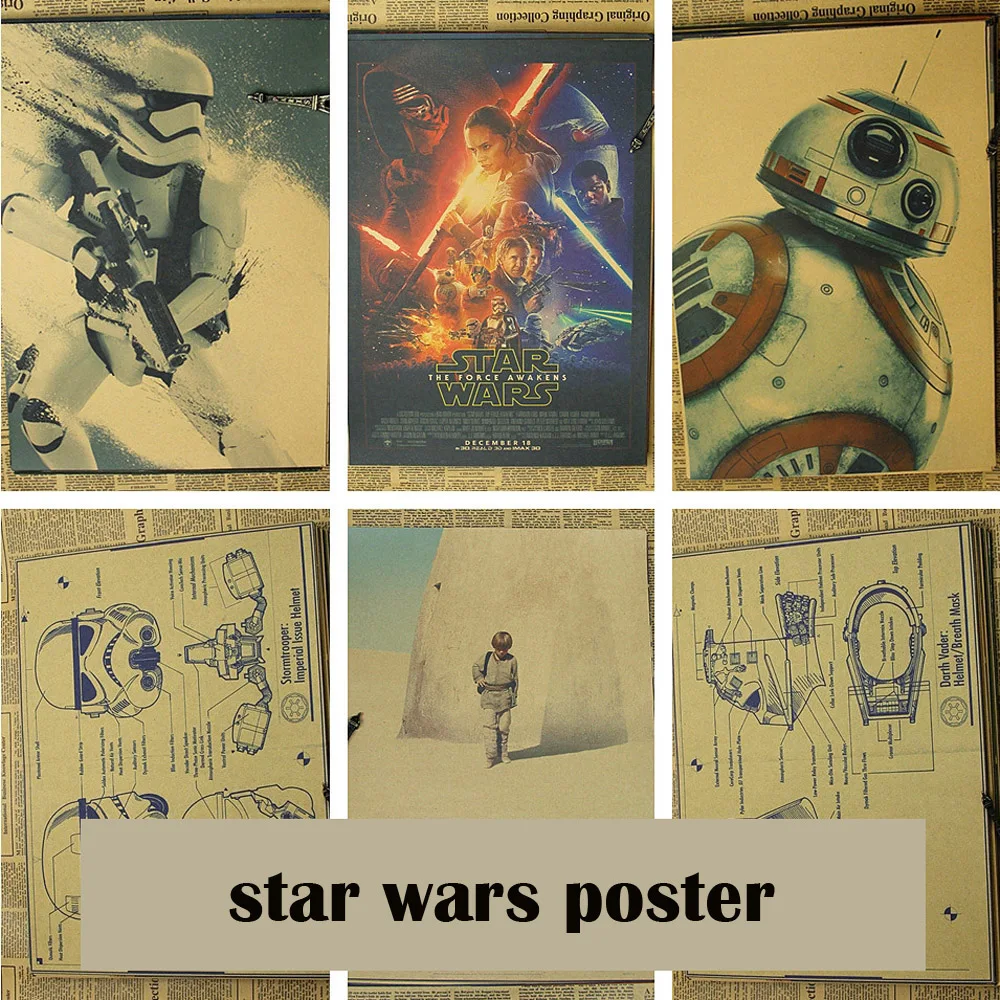 

Classic Movie Star Wars Darth Vader Luke Jedi Poster Cafe Bar Home Decor Retro Kraft Paper Vintage Wall Sticker