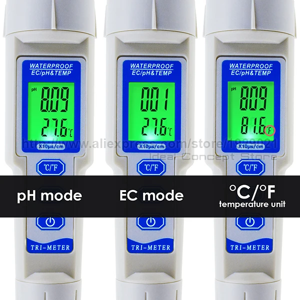 3 в 1 ручка Тип pH/EC/измеритель температуры ATC качество воды комбо мультипараметрический ацидометр Тест-Комплект для аквариумов