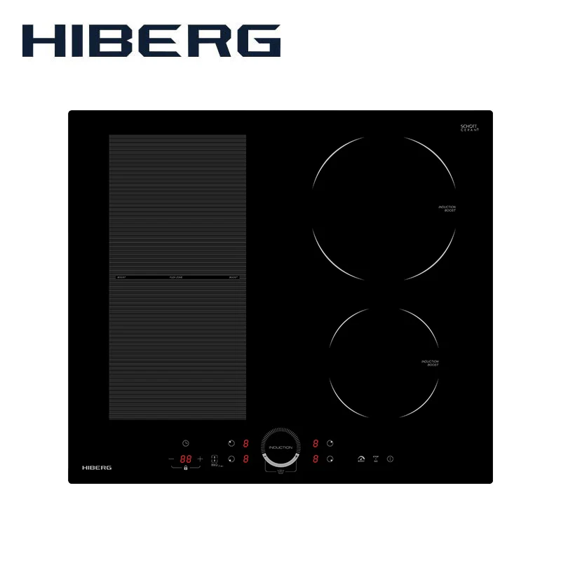 Индукция HIBERG i-MS 6049 Y, FLEX-зона, Boost, сенсорное управление, бежевая керамика NEG, блокировка, индикатор остаточного тепла, защита от перелива, таймер на 99 минут - Цвет: Black ceran