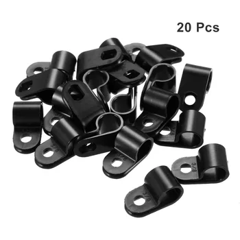 

Uxcell 20pcs 3.1/5.2/6.4/9.5mm Dia. Wire Hose Tube R-Type Black White Nylon Cable Clamp Organizer Cord Clips Locking Wires