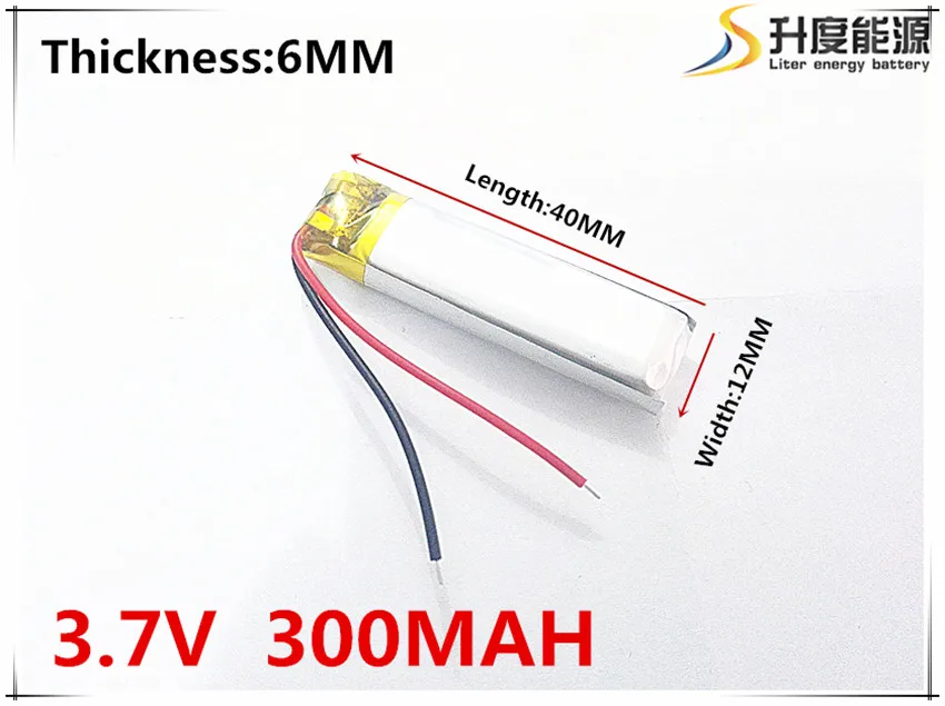 

3.7 V 601240 lithium-ion polymer battery 300 mah vehicle traveling data recorder LED speakers
