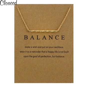 

Fashion Gold Color Balance Wood Straight Bar Alloy Snake Pendant Necklace for Women Party Clavicle Chain Necklace With Card