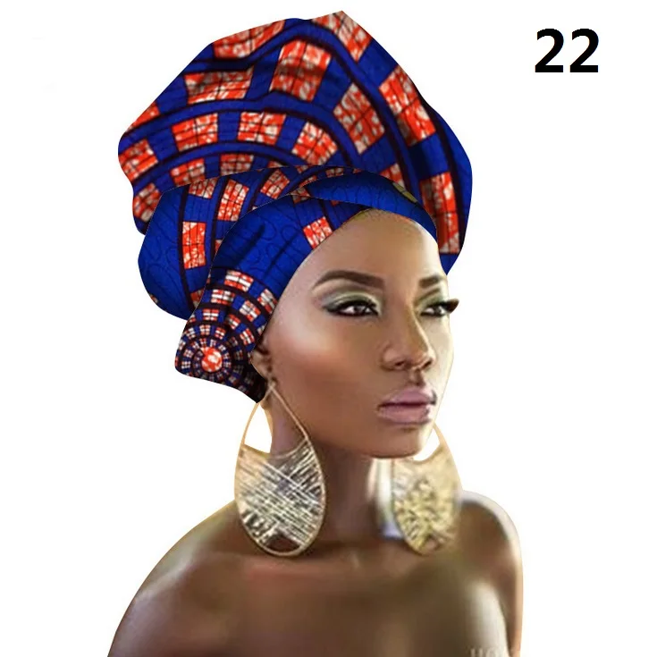 Mylb полиэстер ткань африканские головные уборы для женская головная повязка украшения обертывание галстук шарф африканские аксессуары для волос - Цвет: 22