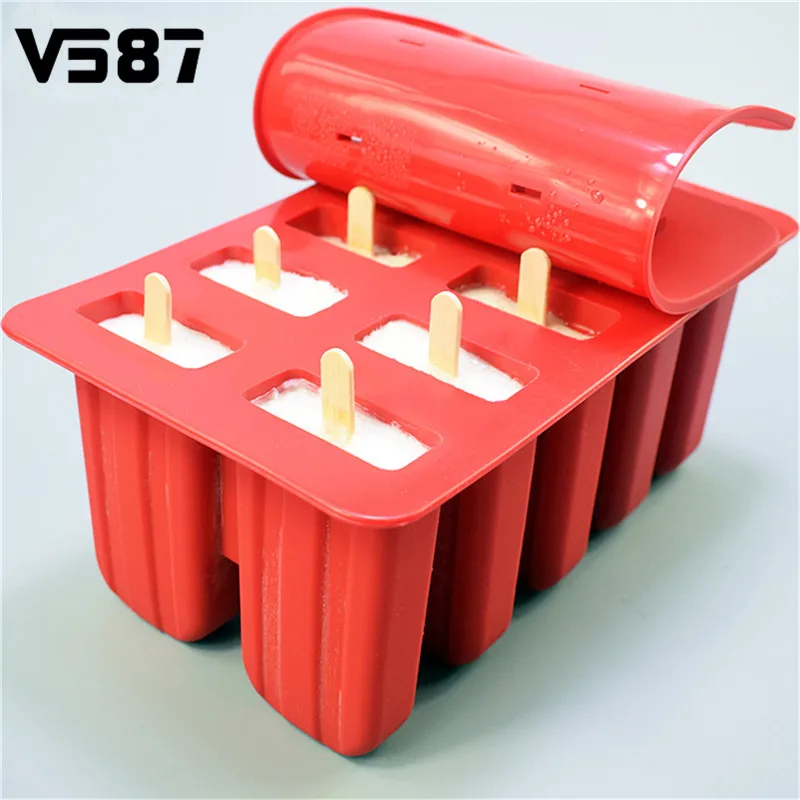 10 Grids Froze Ice Cream Pop Mold Silicone Ice Pops Mould DIY Ice Cream