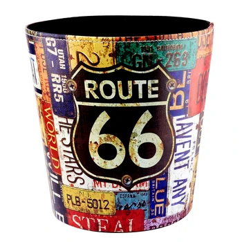 

HIPSTEEN European Style Retro PU Leather Wastebasket Paper Basket Trash Can Dustbin Garbage Bin without Lid