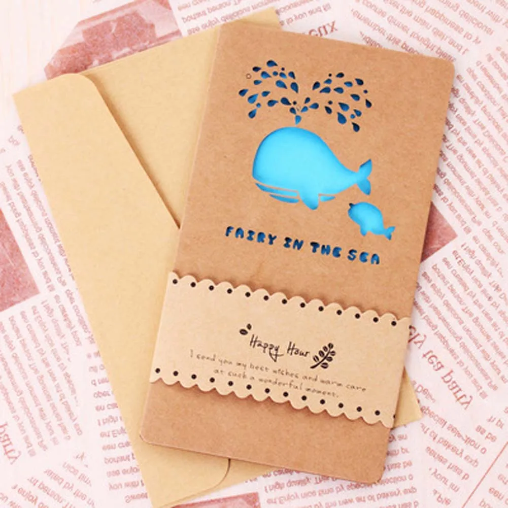 

1 PCS Hollow Valentine's Day/Teachers' Day Greeting Card / Kraft Paper Card Holiday Cards Birthday Cards Blessing