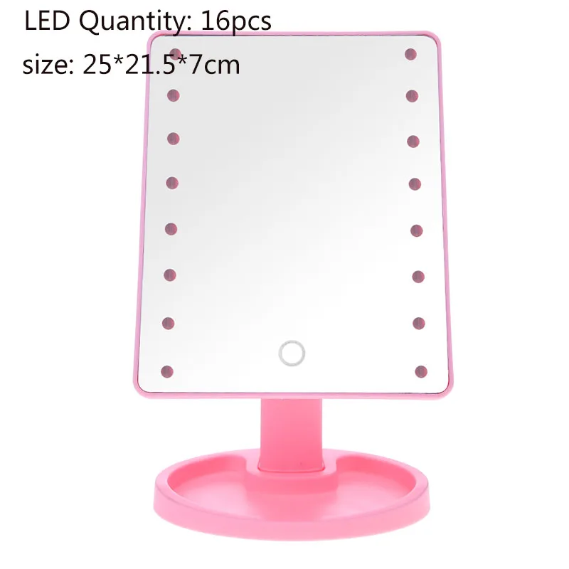 Профессиональный светодиодный сенсорный экран, зеркало для макияжа, модное зеркало с 16/22 светодиодный подсветкой, регулируемое на 180 градусов настольное зеркало для макияжа - Цвет: Pink