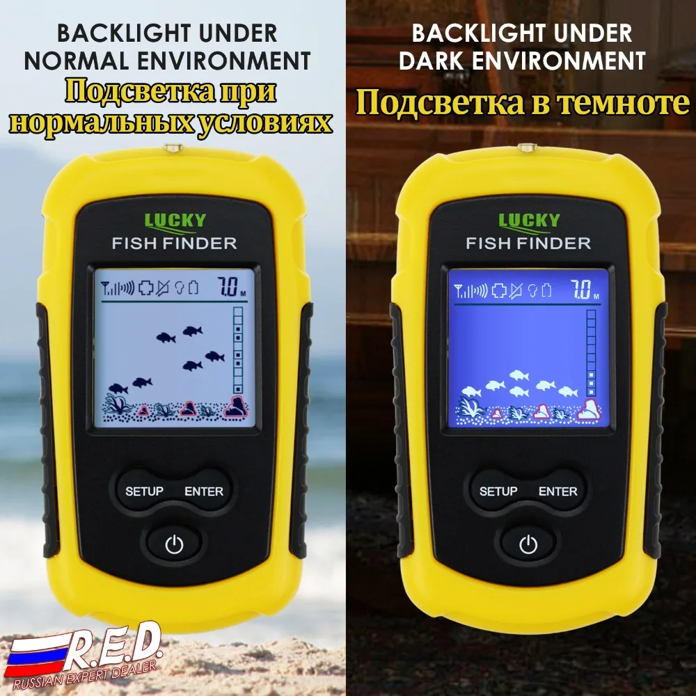 Versão sem Fio Intervalo de Profundidade Inventor dos Peixes Lcd a Cores Russo Fishfinder Sorte Visor 40m Fish Finder Ffcw1108-1 6 Russo Versão sem fio fishfinder sorte FFCW1108-1