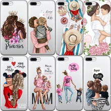 

Fashion Black Brown Hair Baby Mom Girl Queen Case For iPhone X XR XS MAX 7 6 6s Plus 5 5s SE Soft Silicone Woman Phone Cover