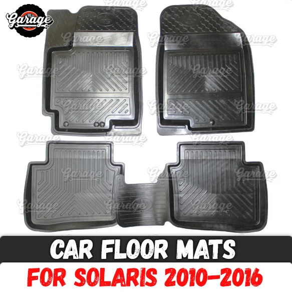 Car Floor Mats Case For Hyundai Solaris 2010 2016 Rubber 1 Set 4