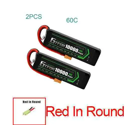 GTFDR lipo батарея 7,4 V 10000mAh 2S 60C 80C 100C RC батарея Deans XT60 для 1/8 1/10 автомобилей RC лодка вертолет Квадрокоптер лодка автомобиль - Цвет: 2S10000mah60C-Red