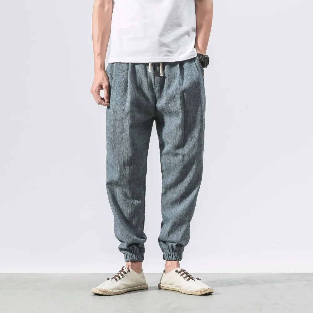 

PADEGAO Japan style linen mens harem pants Jogger Pants Fitness Trousers Loose Casual Harajuku hippie pants Boho Harem Pants 5xl