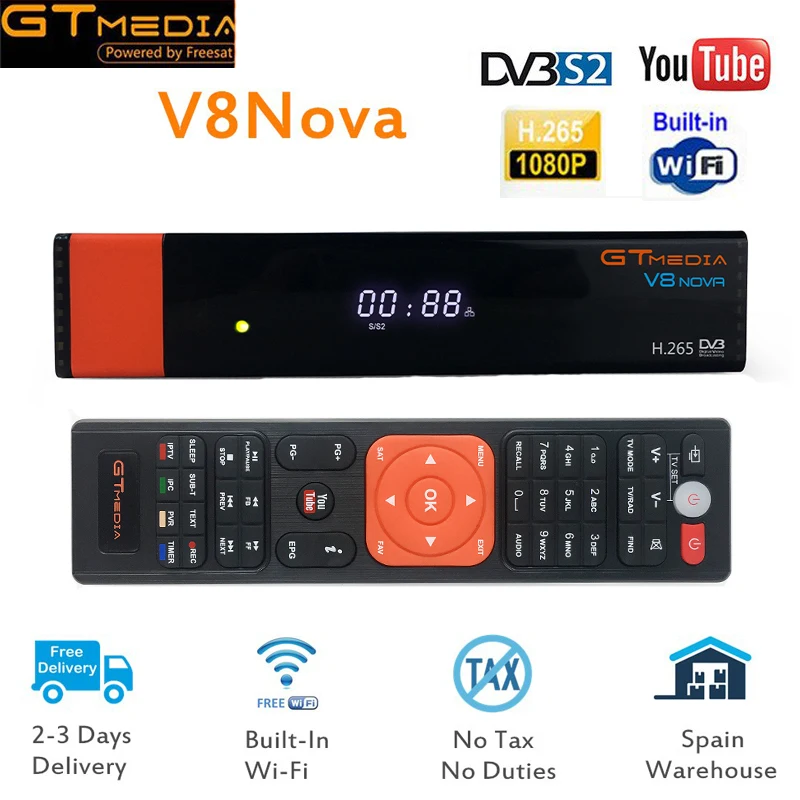 GTmedia V8 NOVA Freesat V9 SUPER Satellite TV Receiver DVB-S2 FULL HD 1080P Support PowerVu DRE &Biss key DLNA, SAT To IP GTmedia V8 NOVA Freesat V9 SUPER Satellite TV Receiver DVB-S2 FULL HD 1080P Support PowerVu DRE &Biss key DLNA, SAT To IP