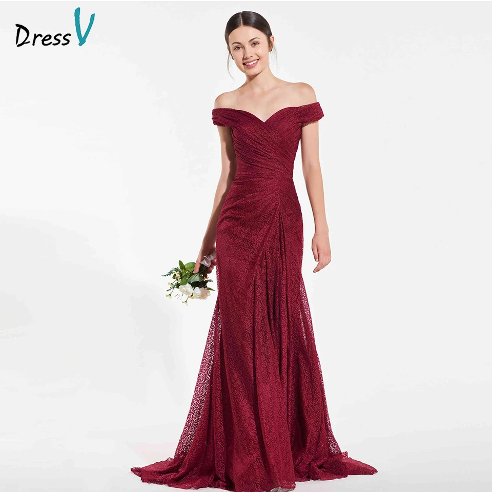 Dressv elegant rust red mermaid bridesmaid dress off the shoulder draped wedding party women 