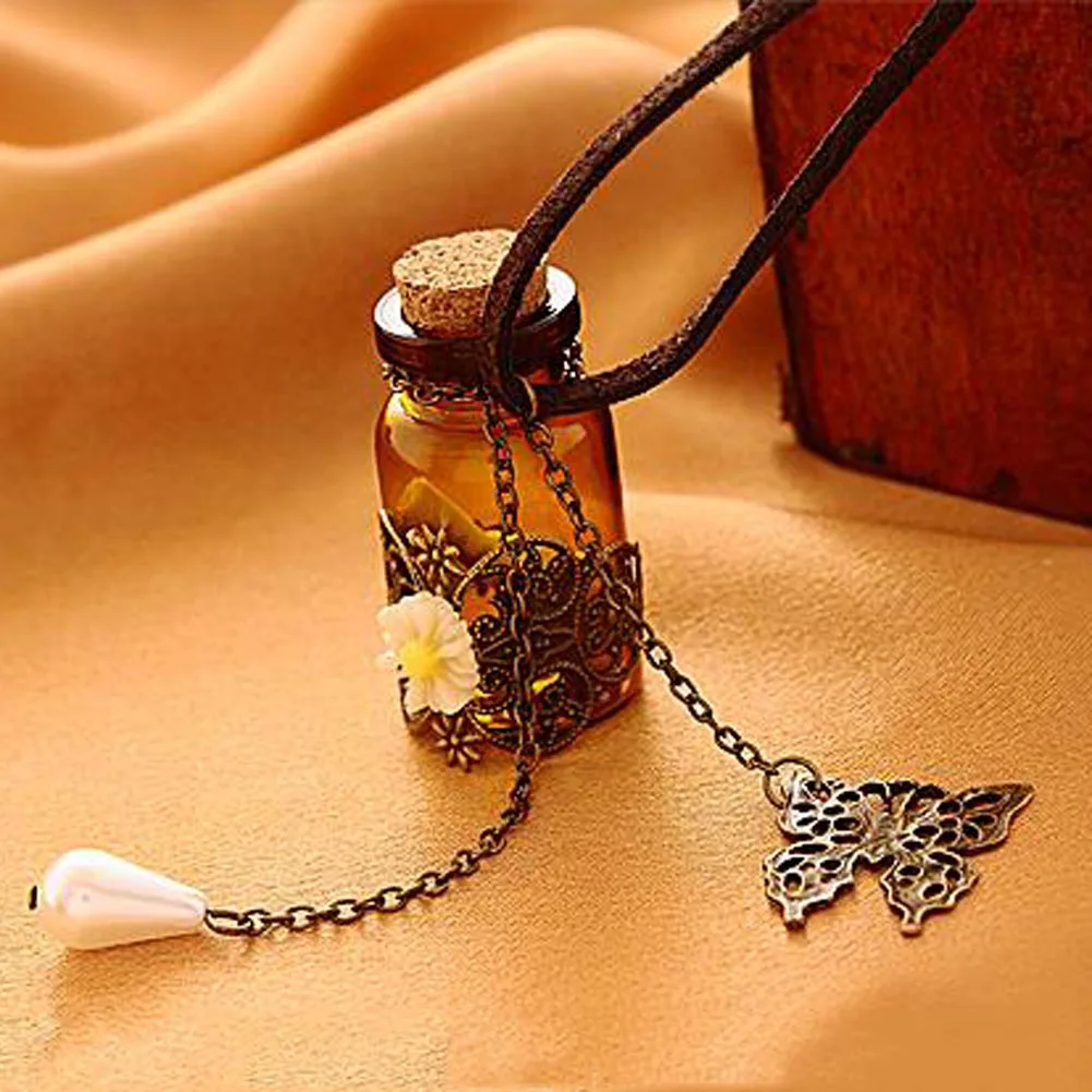 Fashion Jewelry Necklace Carved Long Leather Cord Necklaces & Pendants Retro Cork Wishing Bottle